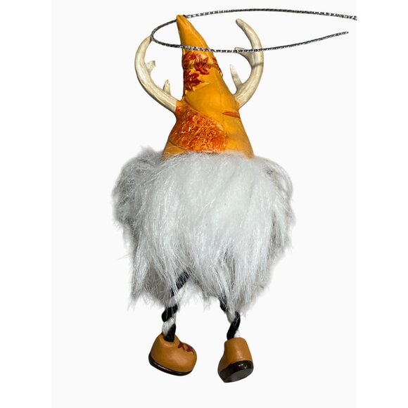 Woodstock Ganz Christmas Gnome Ornament Deer Antler Fluffy White Decor - Picture 8 of 11